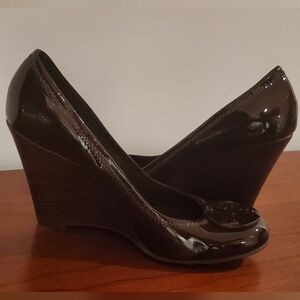 Tory Burch Patent Brown Wedge Heel's